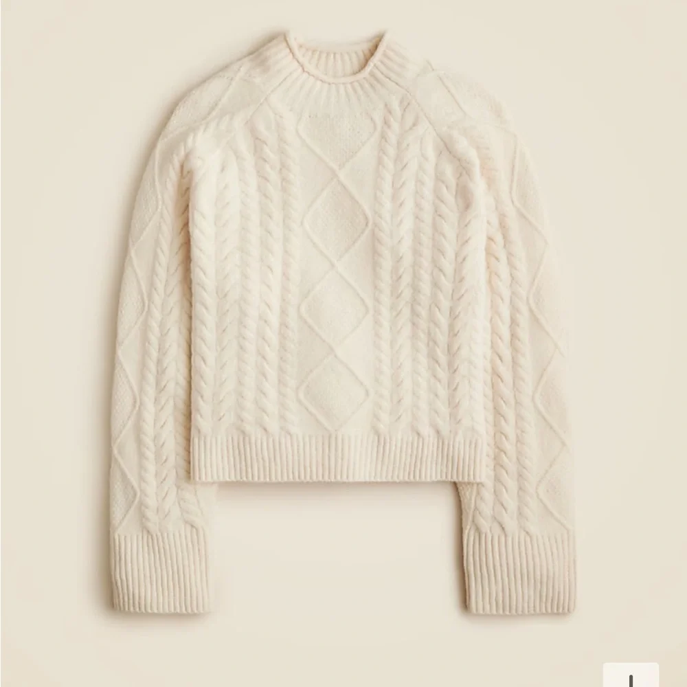 J crew heather ivory Cable-knit Rollneck™ sweater in Supersoft yarn